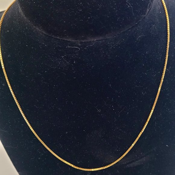 Vintage 16" Yellow Gold Box Link Necklace